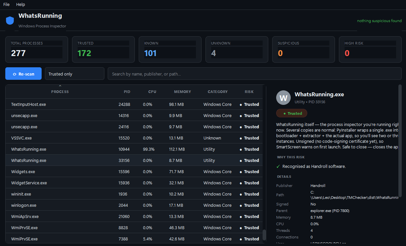 WhatsRunning screenshot